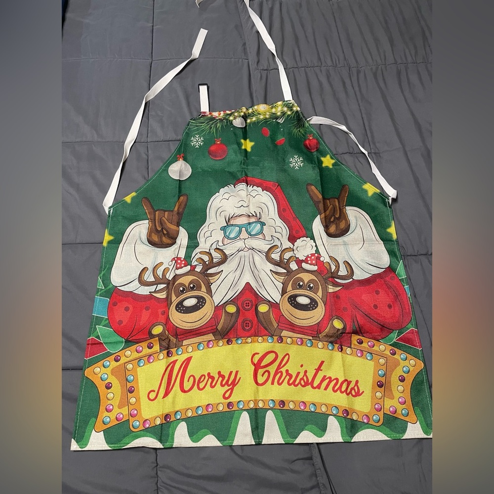 Santa and Reindeer Merry Christmas Apron